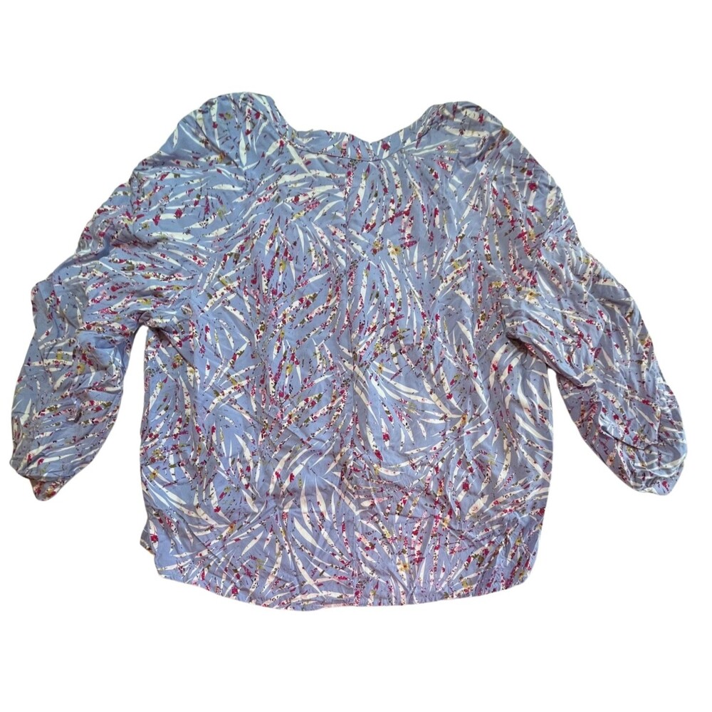 Eloquii Elements‎ Blouse Purple Floral 3/4 Ruched Sleeve Zebra La Vida Plus 20 - Picture 11 of 16